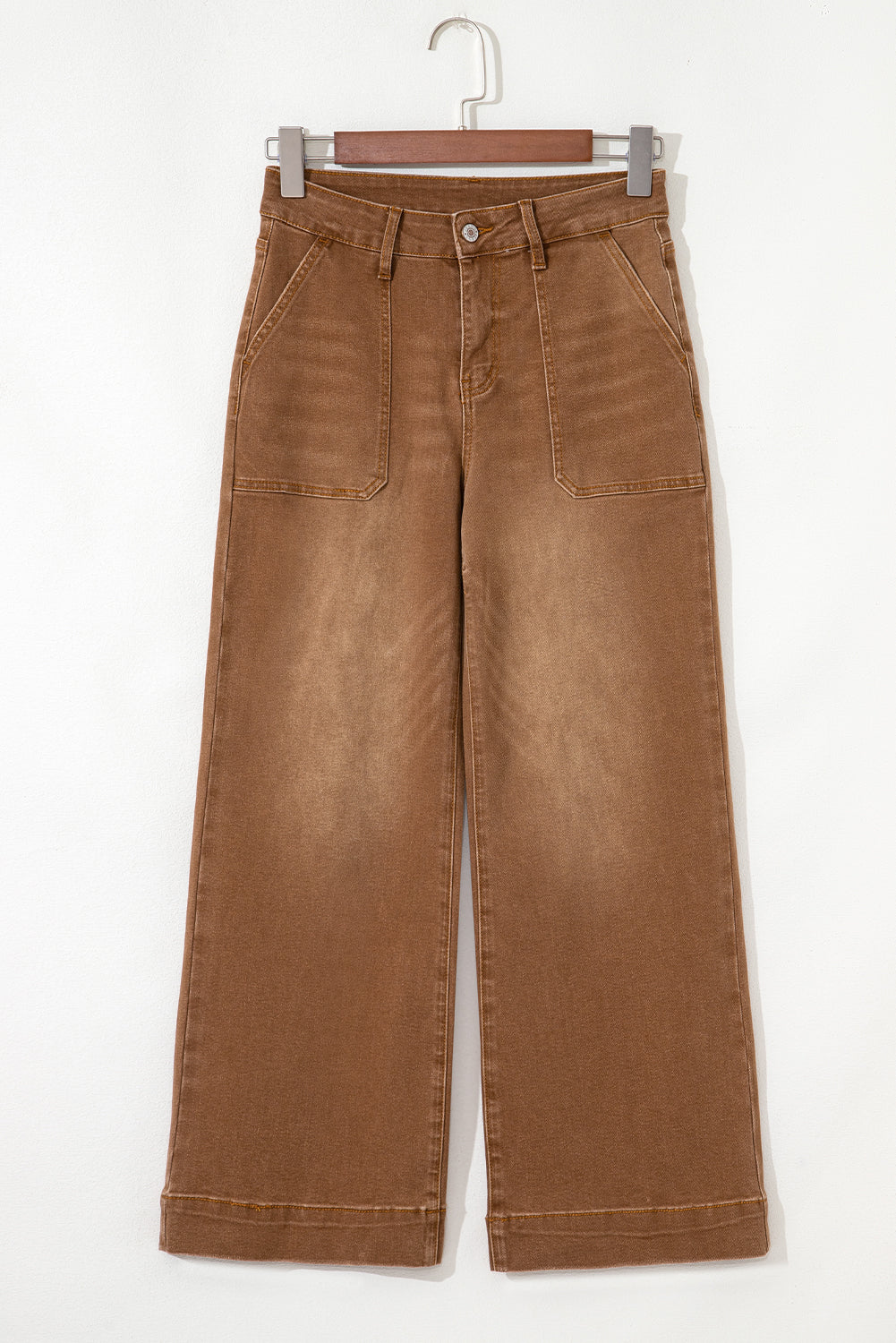 Breen Cropped High Rise Wide Leg Brown Jeans