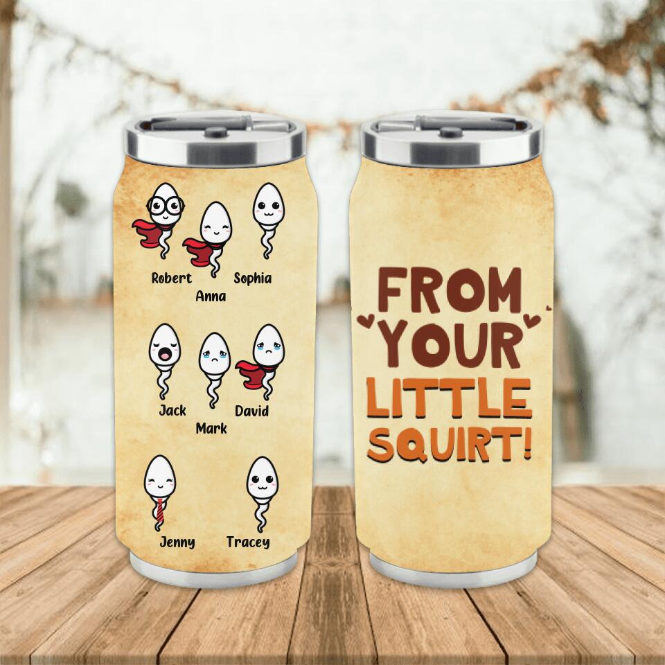 Personalized Sperm Soda Can Tumbler - Gift Idea From Kids to Father with up to 8 Kids - From Your Swimming Champion!