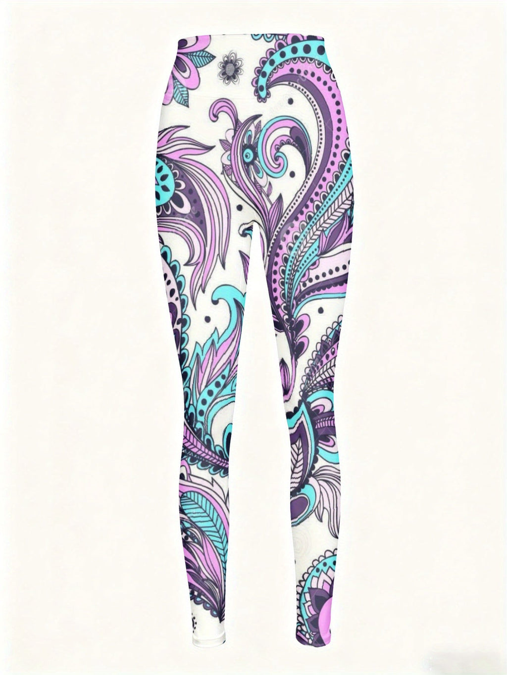 Women's Plus-Size High-Waist Paisley Leggings