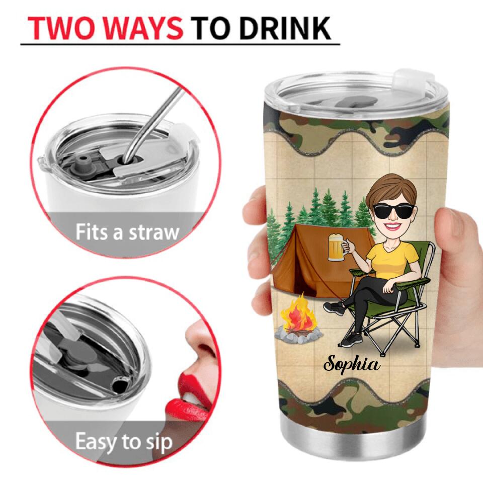 Personalized Spoiled Camping Lady Tumbler - Gift Idea For Camping Lover - I'm A Spoiled Camping Lady It's My Husband's Fault Because He Treats Me Like A Queen