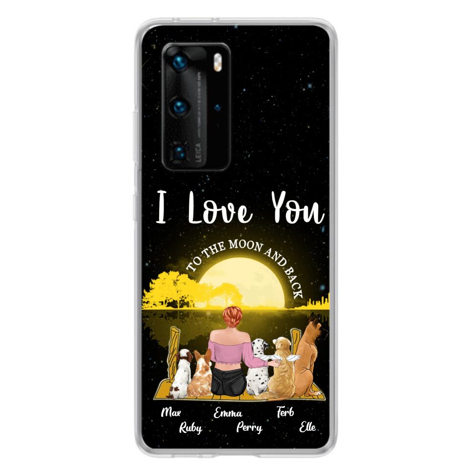 Custom Personalized Girl & Pet Moon Light Xiaomi/Huawei/Oppo Case - Gift Idea For Pet Lover with up 5 Pets - I Love You To The Moon and Back