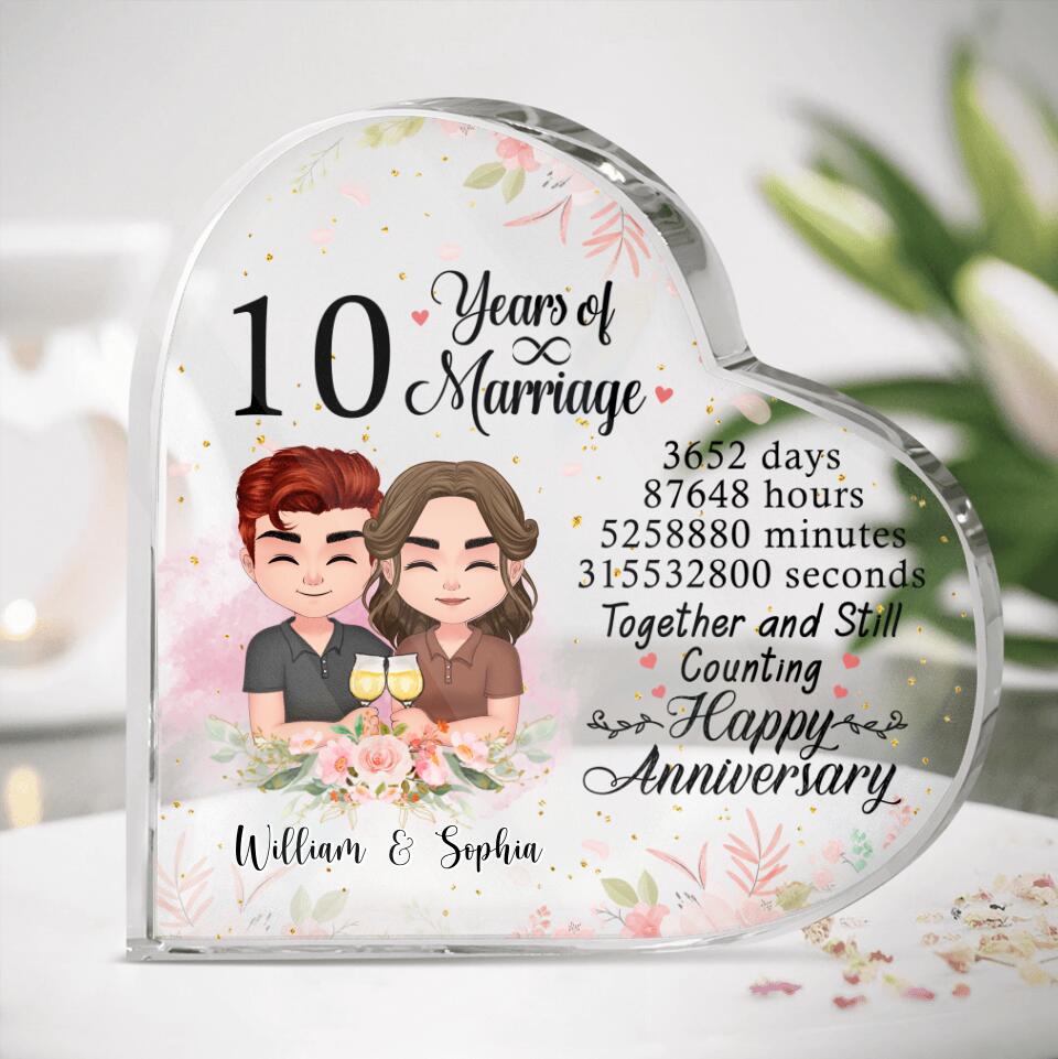 Personalized Chibi Couple Acrylic Plaque - Anniversary Gift Idea For Couple - Together And Still Counting Happy Anniversary