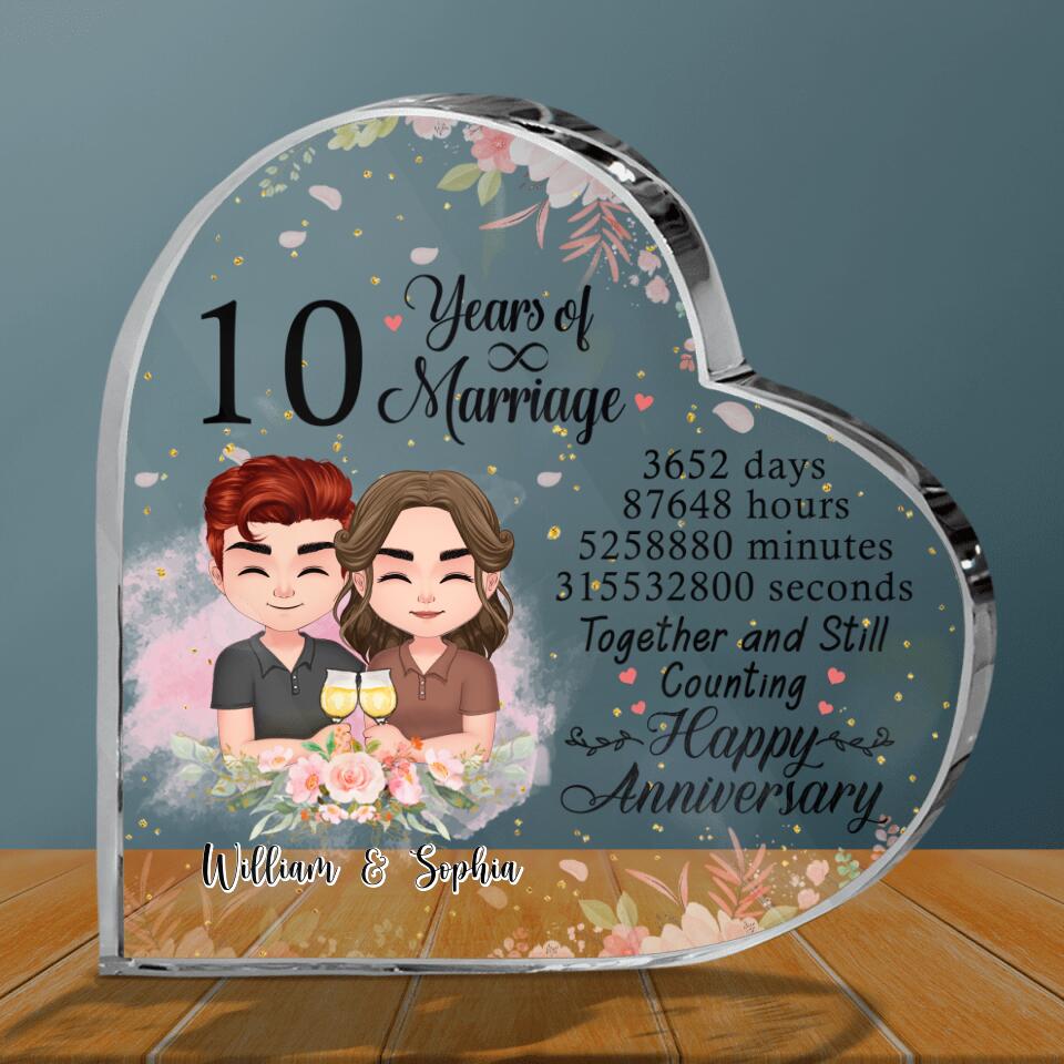 Personalized Chibi Couple Acrylic Plaque - Anniversary Gift Idea For Couple - Together And Still Counting Happy Anniversary