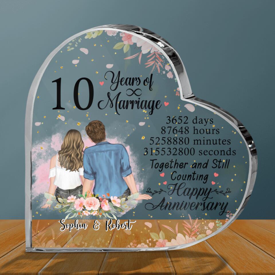 Personalized Couple Anniversary Crystal Heart - Best Gift Idea For Couple/Anniversary - Together And Still Counting Happy Anniversary