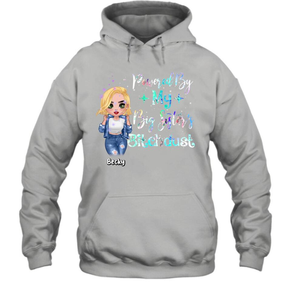 Personalized Chibi Sisters T-shirt/Long Sleeve/Sweatshirt/Hoodie - Gift Idea For Sibling/Best Sisters - Powered By My Big Sister's Bitchdust