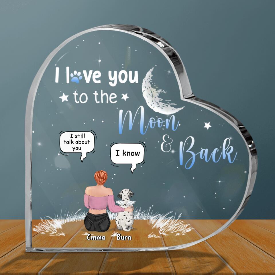 Personalized Pet Mom Crystal Heart - Gift Idea For Pet Owner with up to 5 Pets - I Love You To The Moon & Back