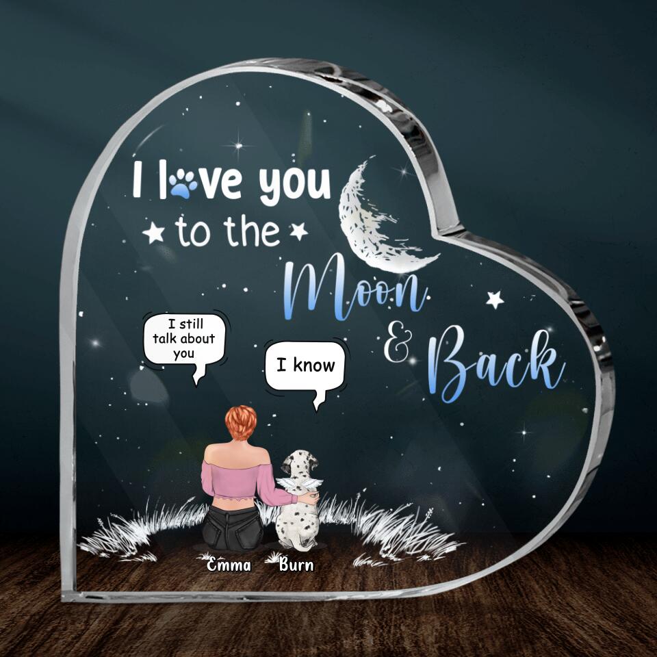 Personalized Pet Mom Crystal Heart - Gift Idea For Pet Owner with up to 5 Pets - I Love You To The Moon & Back