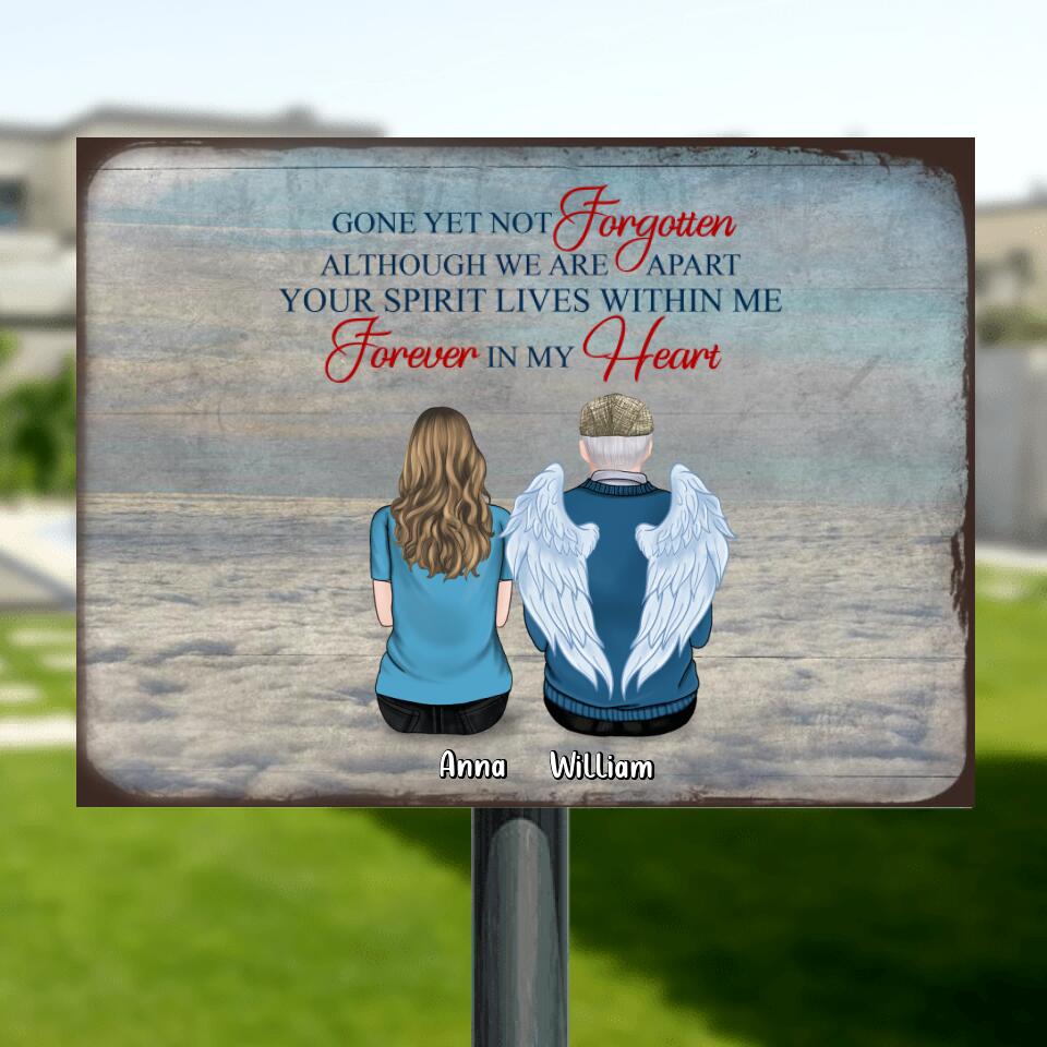 Custom Personalized Memorial Family Metal Sign - Memorial Gift For Family - Up to 4 People - A Piece Of My Heart Is In Heaven