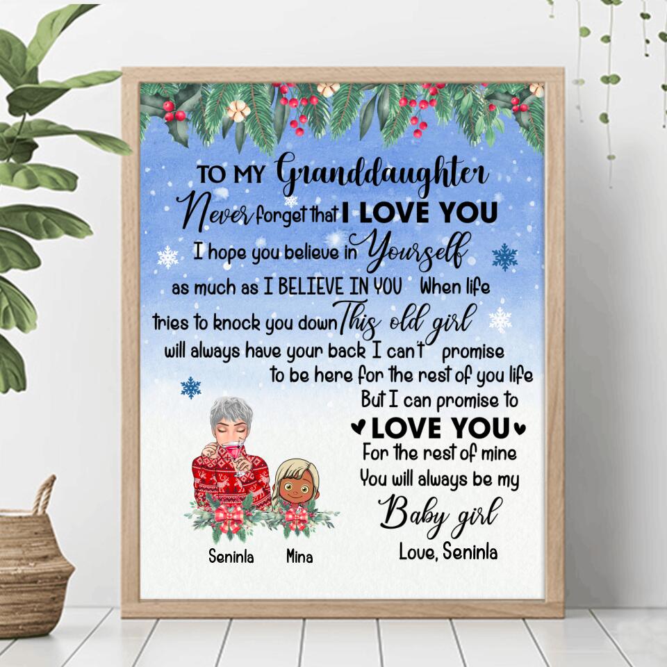Personalized Grandma & Granddaughter Poster - Up to 4 Kids - You Will Always Be My Baby Girl