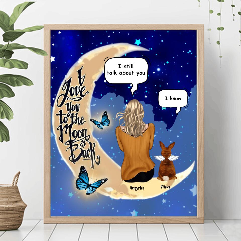 Personalized Memorial Rabbit Poster - Up to 4 Rabbits - Memorial Gift For Rabbit Lovers - I Love You To The Moon & Back