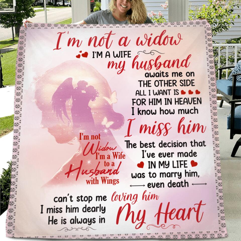 To My Husband In Heaven Fleece Throw Blanket & Quilt - Sympathy Gift For Loss Of Husband - He Is Always In My Heart