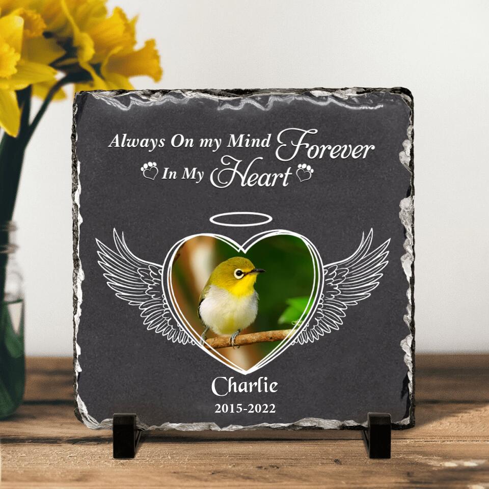 Personalized Memorial Bird Square Lithograph - Gift Idea For Bird Lovers - Always On My Mind Forever In My Heart