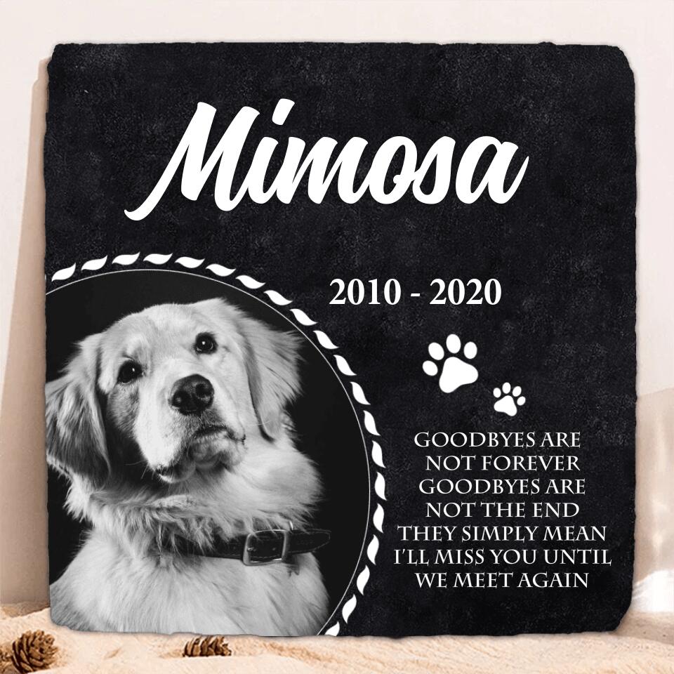 Custom Personalized Memorial Pet Photo Square Lithograph - Memorial Gift Idea For Pet Lovers - Goodbyes Are Not Forever
