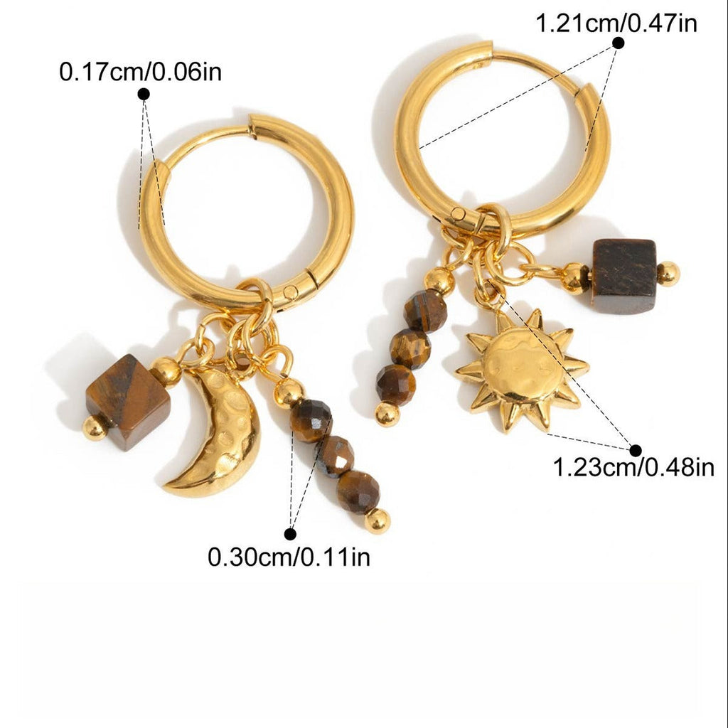 Sophisticated Titanium Steel Dangle Earrings Gold Autumn Aesthetic