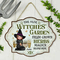 Personalized Garden Witch Wooden Sign - Up to 2 Cats - Halloween Gift Idea For Gardening Lovers/Cat Lovers/Wiccan Decor/Pagan Decor - The Olde Witches Garden Fresh Grown Herbs Magick Begins Here
