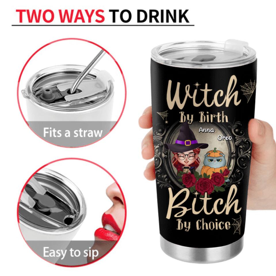 Personalized Halloween Cat Mom Tumbler - Gift Idea For Halloween/Cat Lover with up to 4 Cats - Rockin' The Cat Mom and Witch Life