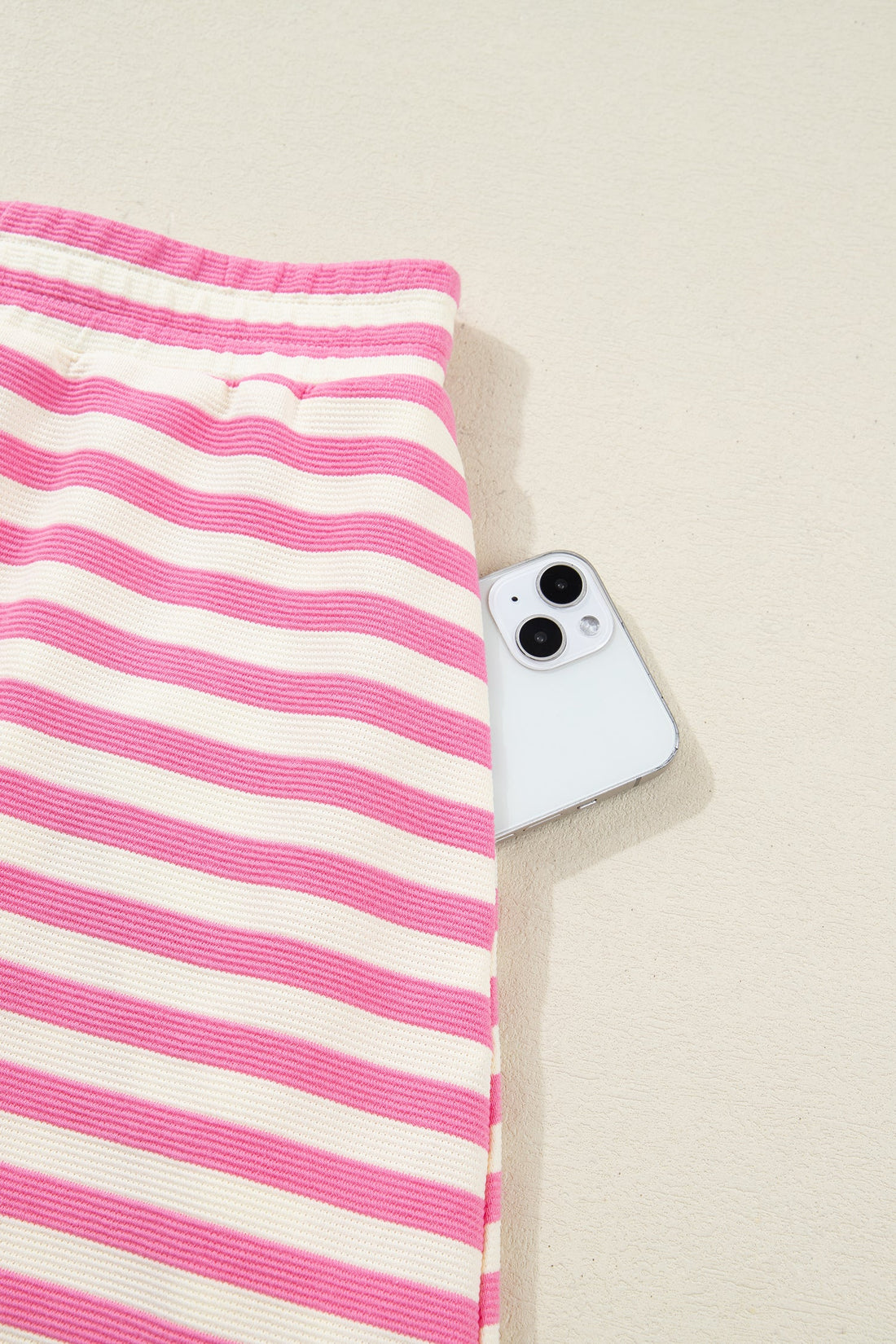 Pink and White Striped Quarter-Zip Sleeveless Top and Skort Set - Image 5