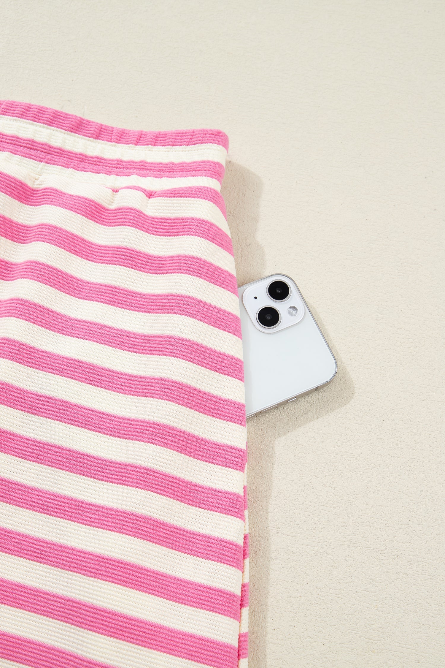 Pink and White Striped Quarter-Zip Sleeveless Top and Skort Set - Image 5
