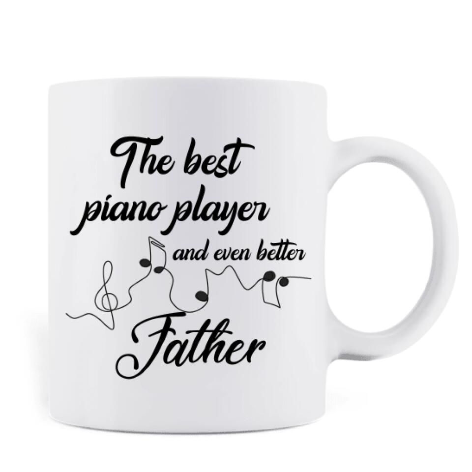 Personalized Gift For Father's Day Mug, Father and Daughter Playing Piano, The Best Piano Player and Even Better - LWPJ0Q
