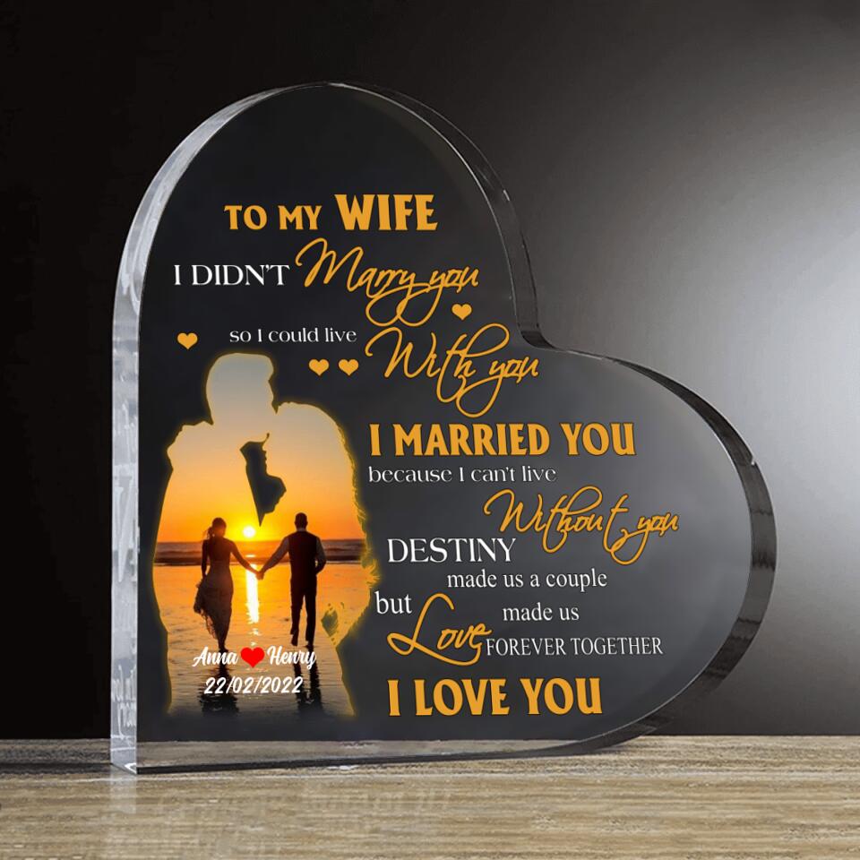 Personalized To My Wife Crystal Heart - Gift Idea For Wife From Husband - Destiny Made Us A Couple But Love Made Us Forever Together