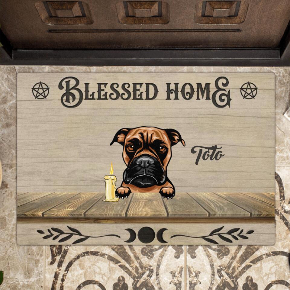 Personalized Bless Home Wicca Doormat - Gift For Cat Lovers, Dog Lovers with up to 5 Pets