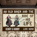 Personalized Couple Biker Doormat - Gift Idea For Couple - An Old Biker And The Ride Of His Life Live Here