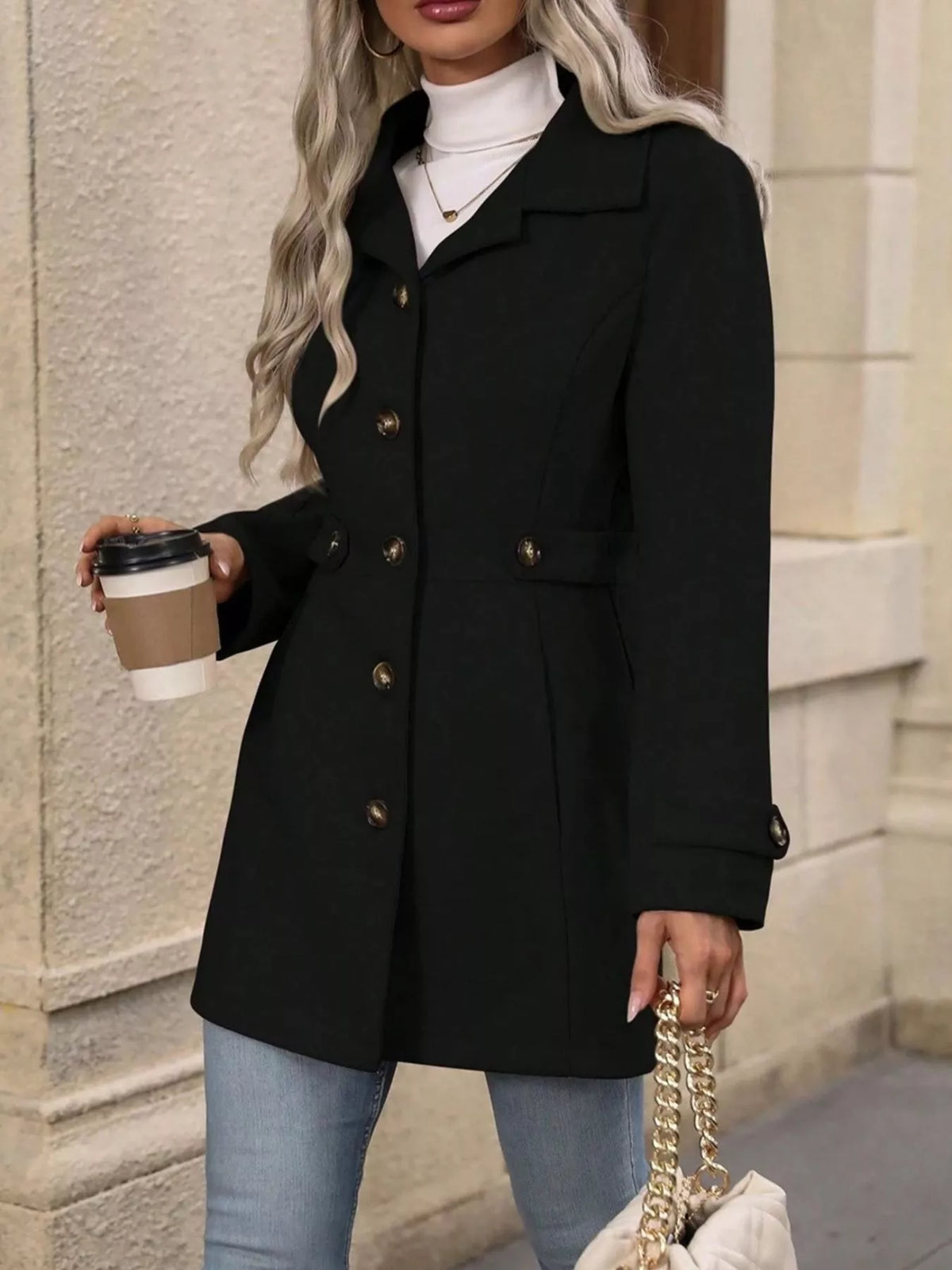 Button Up Long Sleeve Coat