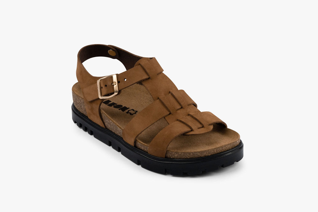 Women’s Nubuck Leather Fisherman Platform Sandals with Buckle