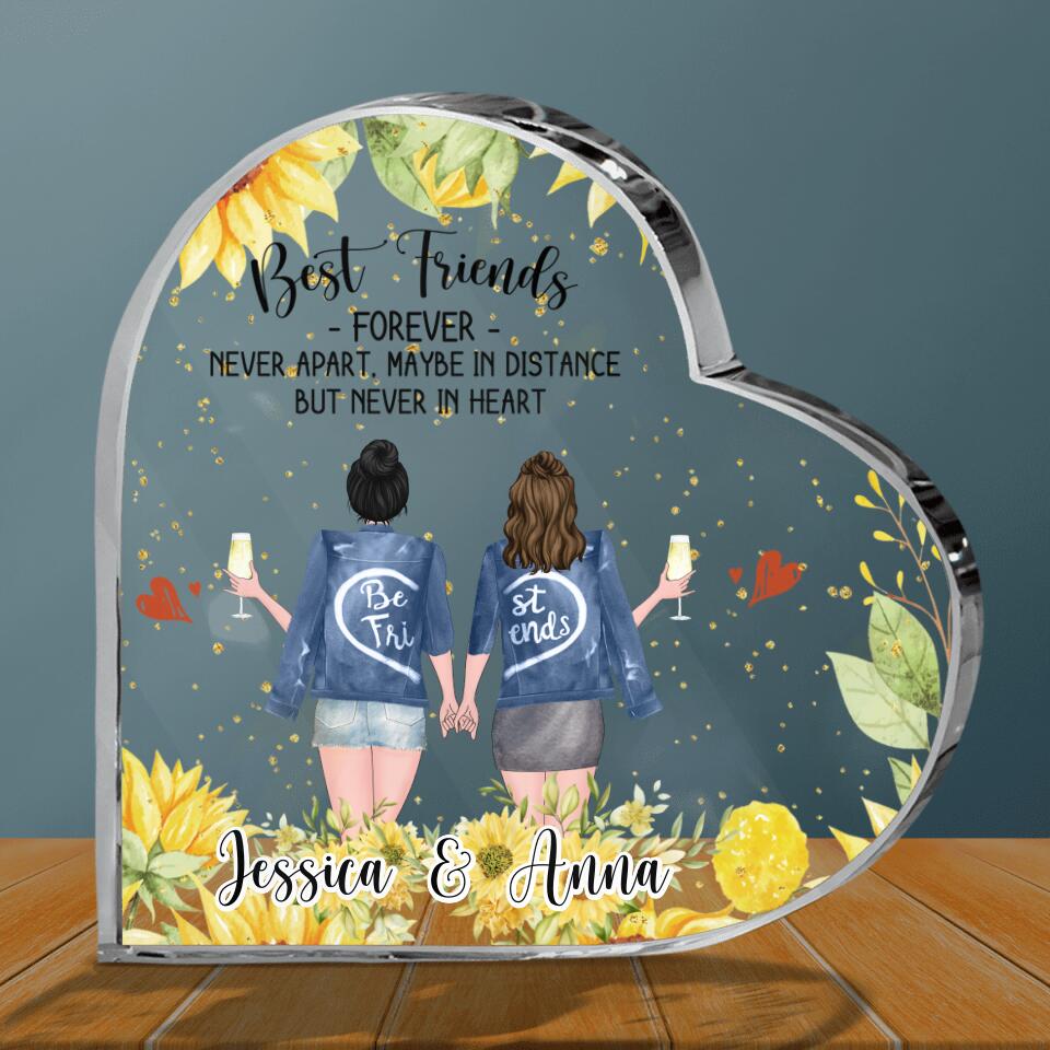 Personalized Friends Crystal Heart - Up to 4 Besties - Gift Idea For Best Friends - Best Friends Forever