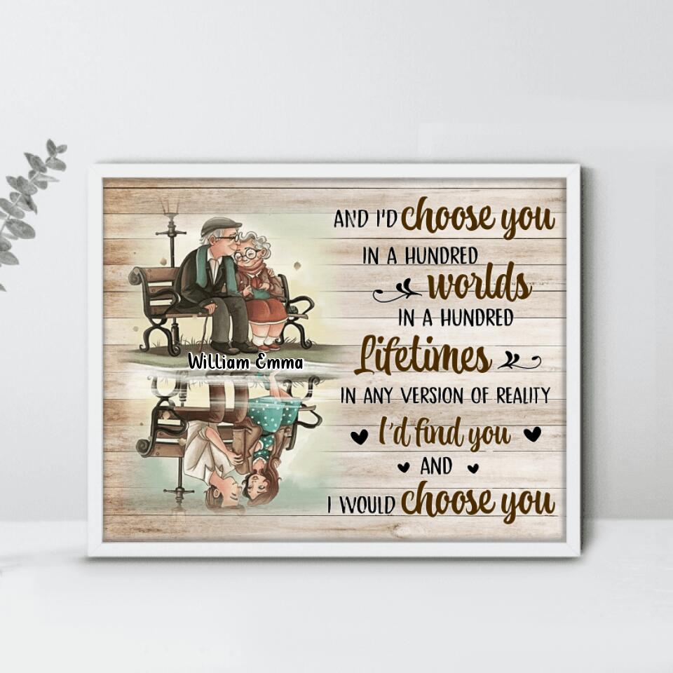 Custom Couple Name Horizontal Poster - Gift Idea For Couple/ Wife/ Husband - I'd Find You and I'd Choose You
