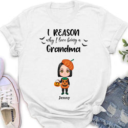 Personalized Halloween Kids Shirt - Up to 10 Kids - Halloween Gift Idea For Grandma/Granpa - Reason Why I Love Being A Grandma