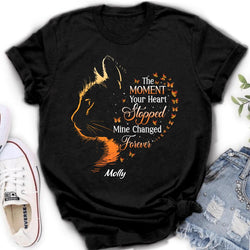 Personalized Memorial Cat Shirt/ Hoodie - Memorial Gift For Loss Of Cat - The Moment Your Heart Stopped Mine Changed Forever