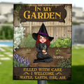 Personalized Garden Witch Metal Sign - Gift Idea For Halloween Day - In My Garden Filled With Care, I Welcome Water, Earth, Fire, Air