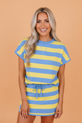 Stripe Dolman Tee & Drawstring Skort Athletic Set