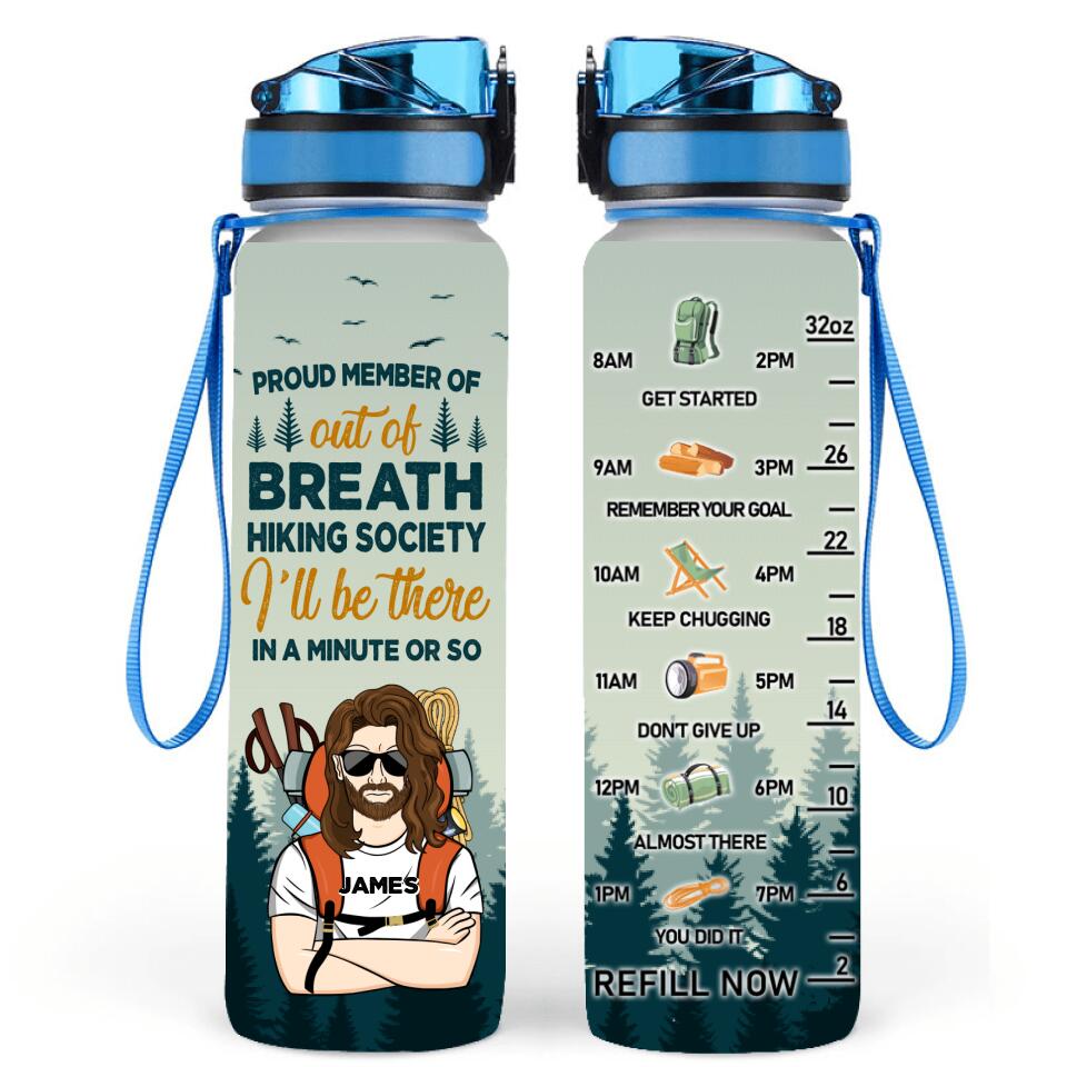 Personalized Hiking Water Tracker Bottle - Gift Idea For Hiking Lover - Out Of Breath Hiking Society