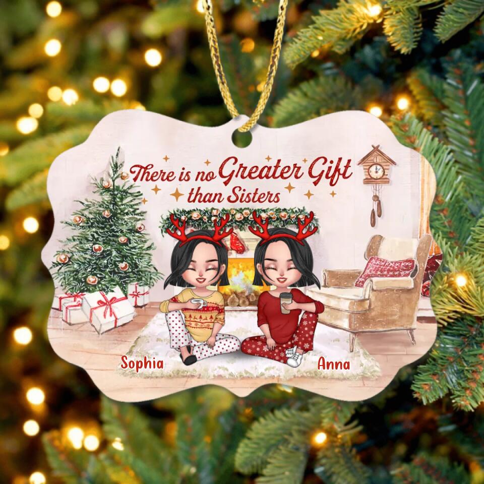 Personalized Christmas Rectangle Ornament - Gift Idea For Christmas/Sisters/Brothers with up to 4 People - There Is No Greater Gift Than Sisters