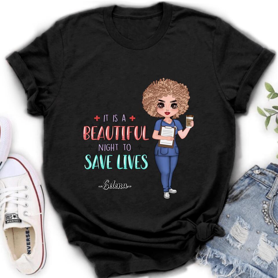 Personalized Nurse Shirt/Pullover Hoodie - Best Gift For Nurse - It's A Beautiful Night To Save Lives