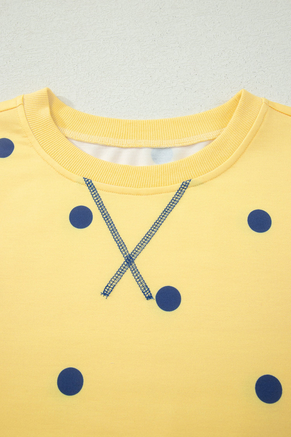 Retro Polka Dot Oversized Cotton Tee with Decorative Neckline