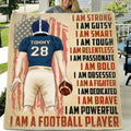 Personalized Football Fleece Throw Blanket/Quilt - Gift Idea For Football Lover/Birthday Gift - I Am A Football Player