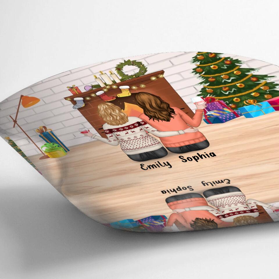 Personalized Christmas Friends Pillow Cover/Fleece Throw Blanket/Quilt Blanket - Christmas Gift Idea For Friends/Sisters/Besties - Upto 5 People - You Will Always Be The Sister Of My Soul The Friend Of My Heart