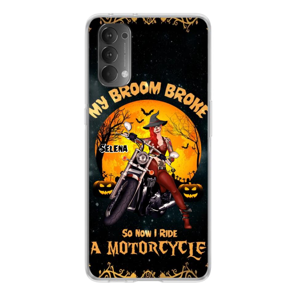 Personalized Witch Phone Case - Up to 4 Dogs - Halloween Gifts For Friends/Dog Lovers  - My Broom Broke So Now I Ride A Motorcycle - Case For Xiaomi/Oppo/Huawei