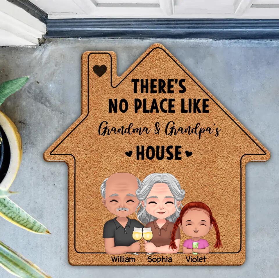 Personalized Grandma & Grandpa's House Shaped Rug - Grandparents With Up to 5 Kids - Gift Idea For Grandparent - There's No Place Like Grandma & Grandpa's House
