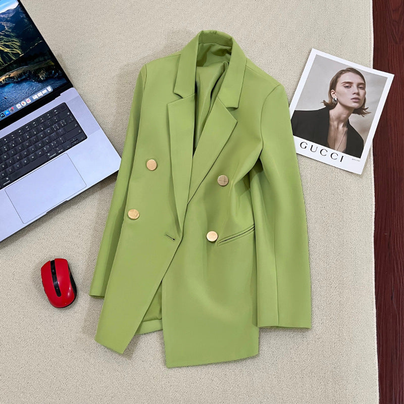Women's Fitted Sleeveless Blazer Vest with Metallic Button Detail