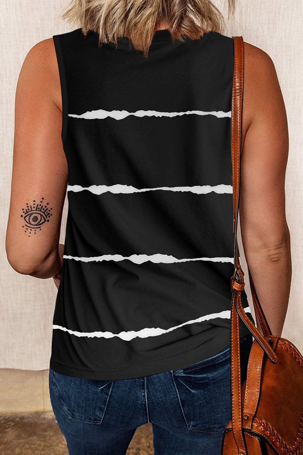 Apricot Allover Leopard Print Round Neck Tank Top