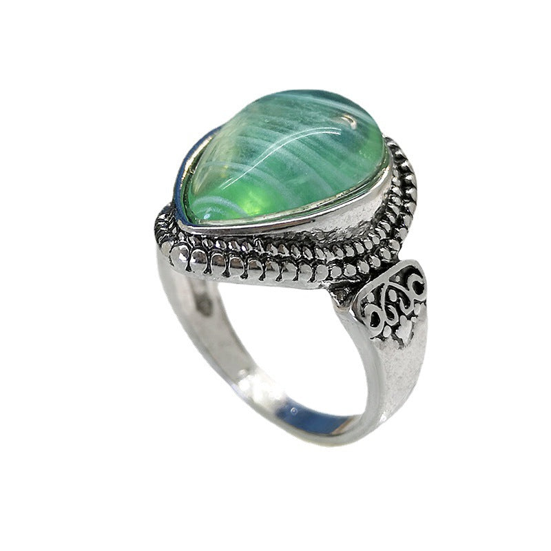 Retro Minimalist Gemstone-Inlaid Womens Ring