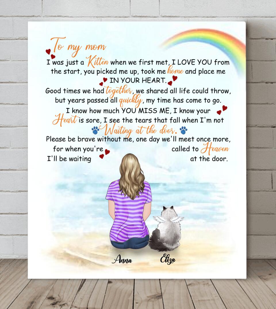 Personalized Memorial Cat Canvas - Single Parent With Up to 4 Cats- Memorial Gift For Cats Lovers - M04NKJ