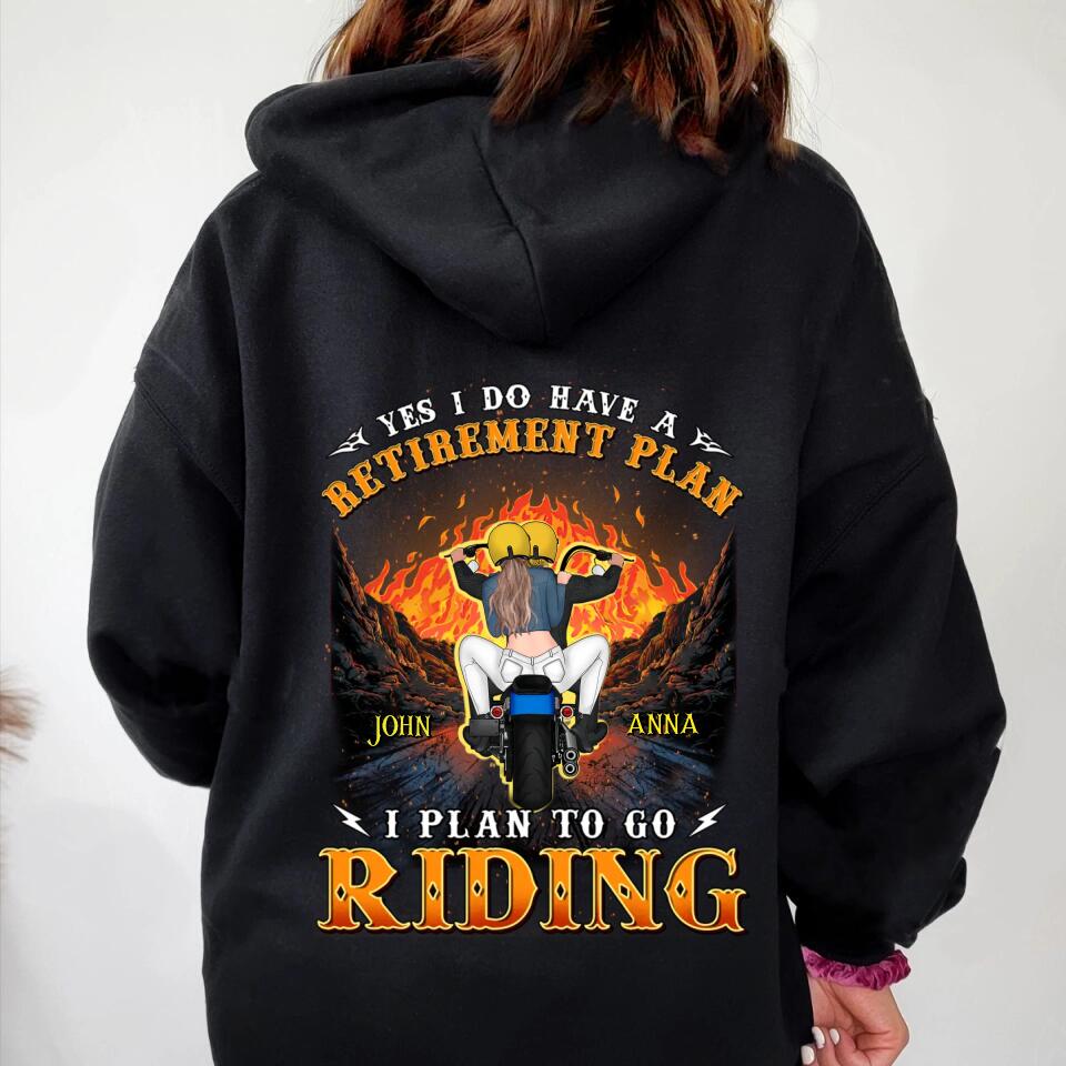 Personalized Riding Couple T-shirt/Hoodie - Gift Idea For Couple/Christmas/Retirement Gift - Yes I Do Have A Retirement Plan I Plan To Go Riding