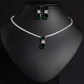 Cross-Border Small Square Bridal Necklace Women's Clavicle Chain Light Luxury Niche Design Simple Zircon Pendant Earrings Necklace