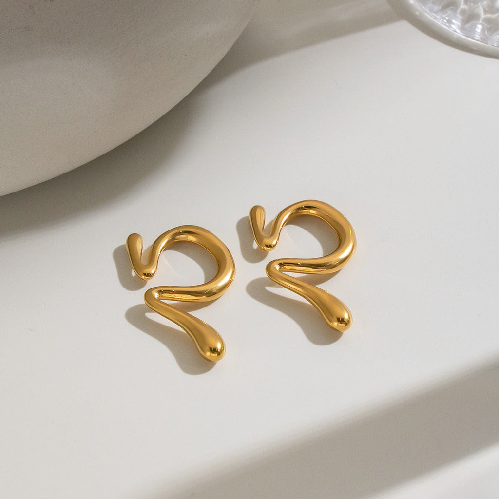 Womens Niche-Design Stainless Steel Geometric Ear Cuff