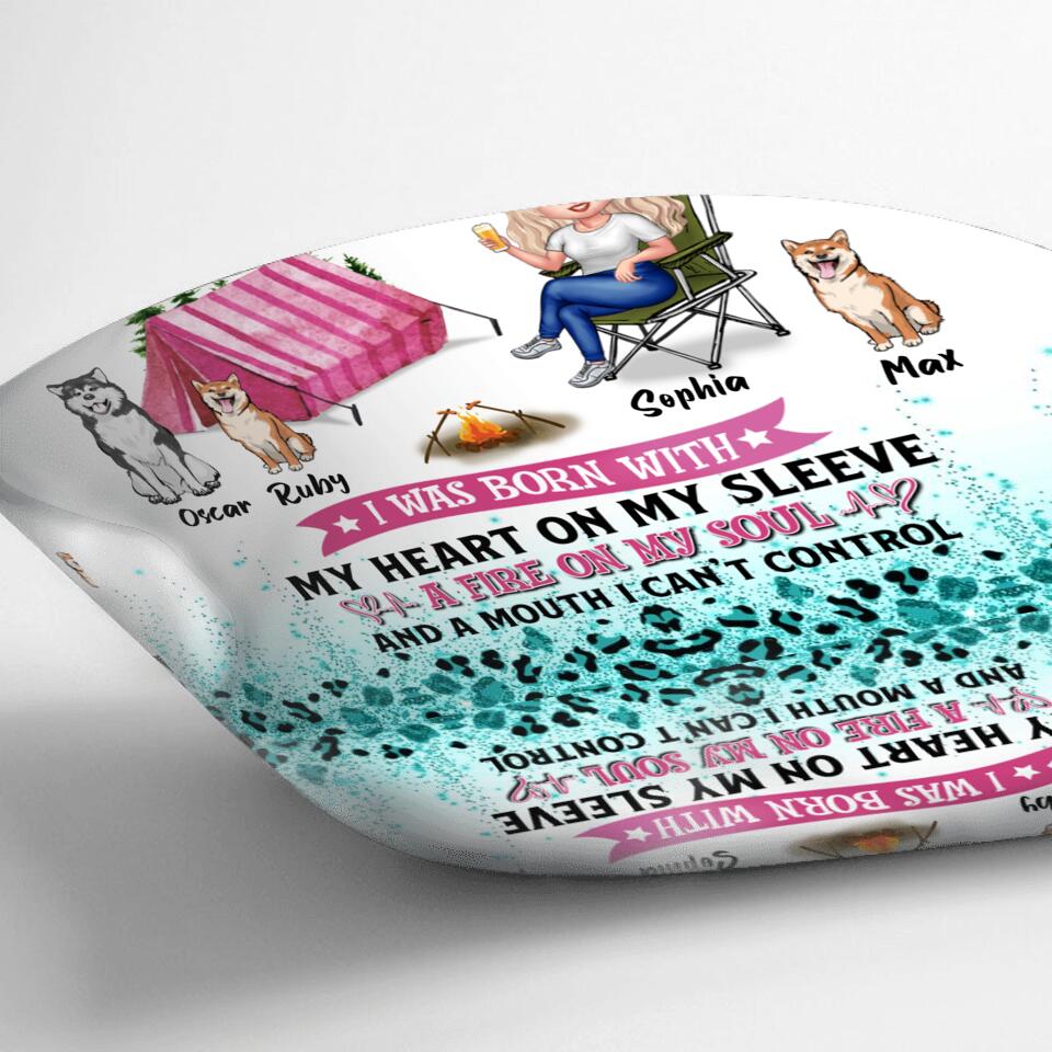 Personalized Camping Blanket/Pillow Cover - Gift For Camping Lovers, Dog Mom - Camping Queen Dog Mom - Up to 3 Dogs - I am a camping girl